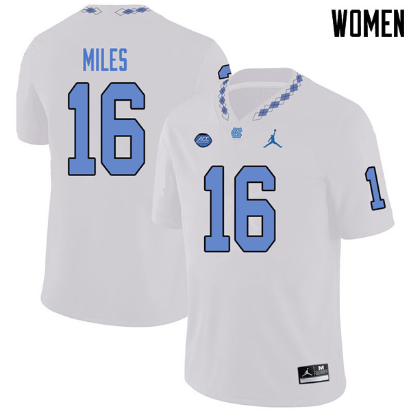 Jordan Brand Women #16 Manny Miles North Carolina Tar Heels College Football Jerseys Sale-White